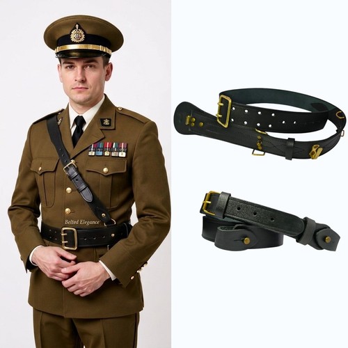 Sam browne belt black - browne, genuine