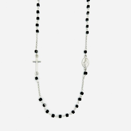 Collana rosario unisex argento - collana,