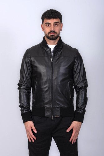 Bomber uomo pelle nero - bomber,
