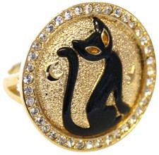 Set anello gatto nero placcato