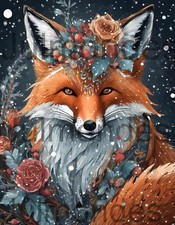 Diamond Painting 30x40 cm piccola volpe nella neve Kitsune pietre angolari fai da te