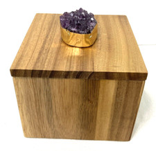 Acacia Wood Box w/ Purple