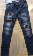 Jeans donna Baci & Abbracci elasticizzato slim con applicazioni perle art BD20
