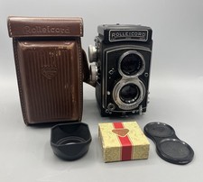 Rolleicord V TLR fotocamera Xenar f3.5 + custodia, paraluce, tappo, filtro giallo, pulsante