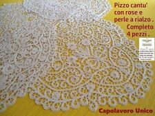 Centri tutto pizzo tombolo e cantù fatti a mano 4 pezzi ovali beige