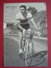 CARTOLINA PUBBLICITARIA CON FOTO CICLISTA EDDY MERCKX  G.S. FAEMA  MOLTO BELLA
