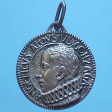 LUIGI GONZAGA MEDAGLIA TESCHIO CON GIGLI BRONZO ARGENTATO qFDC COLLEZIONE