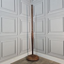 Lampada da terra antica standard in legno - scanalata tornita - revival vittoriano