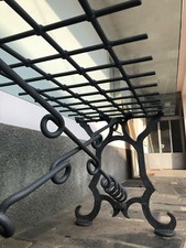 Tavolo/scrivania in cristallo e ferro artigianale