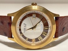 OROLOGIO AL QUARZO UOMO RETRÒ LUSSO SVIZZERO PLACCATO ORO "HAAS & CIE"/QUADRANTE BICOLORE