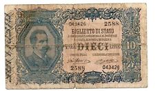 BIGLIETTO DI STATO DIECI 10 LIRE R6 ORDINANZA DIAZ OCCUPAZIONE MATRICE LATERALE 