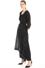 MAX MARA ABITO ELEGANTE NERO IN SETA CON CRAVATTE TAGLIA ITA 40 USA 4