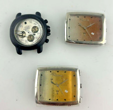 Stock 3 Casse Orologio Acciaio Chrono Quarzo No Movimento Per Ricambi