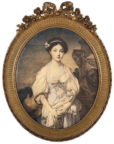 Antico quadro ovale francese