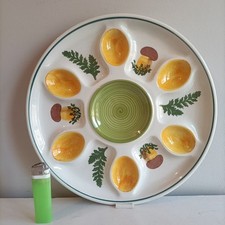 PIATTO CERAMICA BESIO MONDOVÌ ANNI 1950/60. ANTIPASTO PORTA UOVA DIAM 28 CM