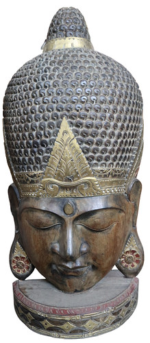 Testa buddha legno - di,