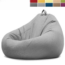 Cotton Linen Bean Bag Cover without Filler Floor Corner Lazy Beanbag Chair Pouf