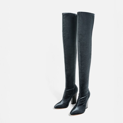 Stivali donna zara blu velluto - donna,