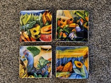 Erwin Guillermo Idilica Set 4 Piatti Decorativi in Ceramica Quadrati Ltd. Edizione