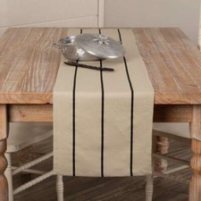 Lauren Runner Nero 13x90 Vintage Righe Shabby Chic Cottage Lino