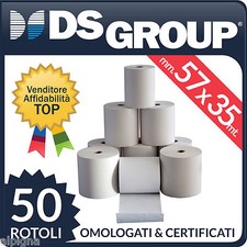 50 ROTOLI TERMICI MM 57x35 METRI CARTA DI ALTA QUALITA' - REGISTRATORI DI CASSA