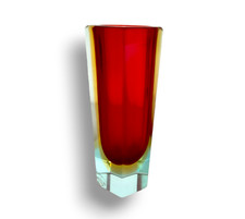 Vaso di Vetro Rosso Sommerso di Murano "Flavio Poli" Vintage Anni '60