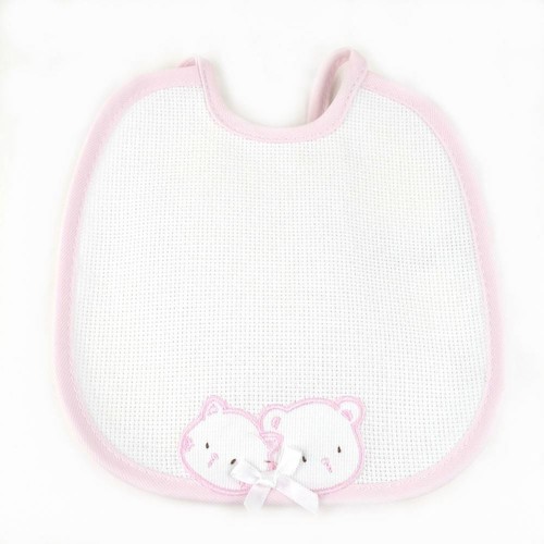 Bavaglino ricamo rosa con - bavaglino,