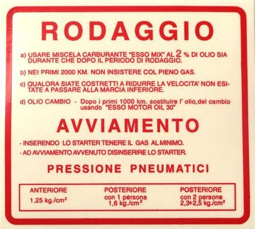 Adesivo rodaggio rosso 1 25 - rodaggio, 1,25
