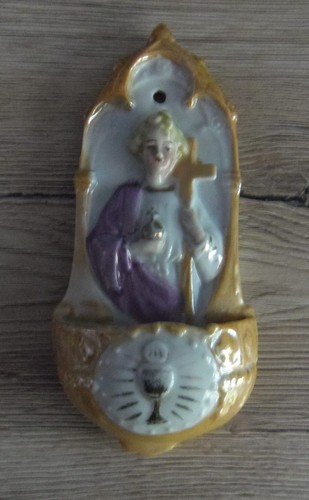 Ancien bénitier porcelaine - ancien, en