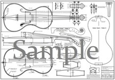 Piani per violino a forma di chitarra - A1 - scala 1:1 - violino 4/4 - piani liutaio