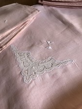 Tovaglia Vintage Lino Rosa Con