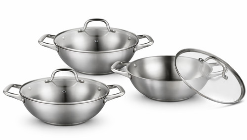 Set pezzi wok acciaio inox - set,
