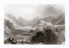 MONT-DAUPHIN, CHAMPCELLAS, VAL DURANCE,  rara incisione,   1861 +PASSEPARTOUT