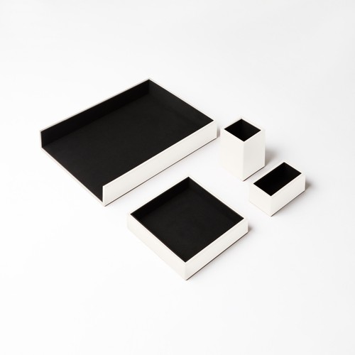 Set scrivania cuoio bianco 4 - -,