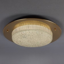 Lampada Plafoniera Disano Vetro Trasparente A Bolle Ottone Lucido Vintage 1970