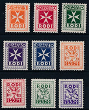 COLONIE ISOLE 1934 RODI SEGNATASSE SERIE CPL MLH SPLENDIDA - 335 B