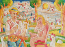 ROBERTO SGUANCI: Olio su Cartone cm 70x50 Firmato Fronte/Retro, Titolo. STUPENDO