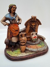 Statuina Vintage in Terracotta – Contadina alla Fontana con Anfore – Firmata