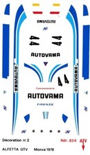 Decal 1/43 Alfa Romeo Alfetta GTV CIVT Monza '78 #44 Solido Decal Virage