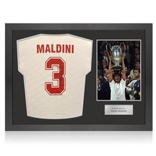 Maglia da trasferta del AC Milan 1994 autografata da Paolo Maldini. Cornice Icon