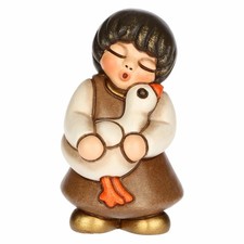 THUN Bimba con Oca in Ceramica di Alta Qualità Collezione Presepe Classico