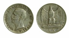 pci4680) Vittorio Emanuele III  (1901-1943) - 5 Lire Aquilino 1930 BL