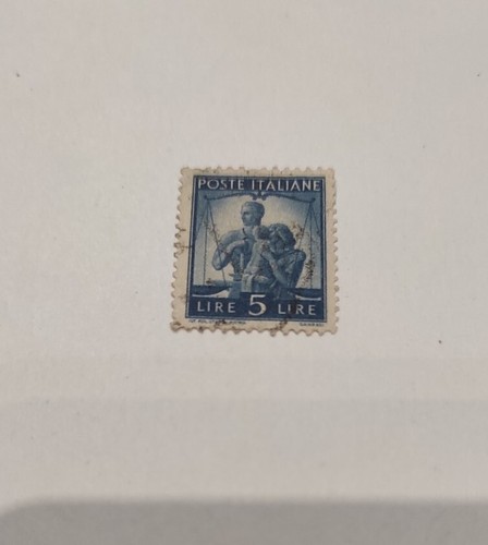 Francobollo lire blu - 5,