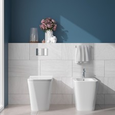 Sanitari bagno A TERRA filomuro rimless VASO WC, COPRIVASO sedile, BIDET Macro