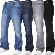 APT Jeans bootcut uomo gamba larga svasati denim pantaloni tasche con patta pantaloni taglie UK