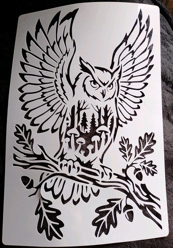 Forest owl stencil - forest,