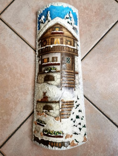 Tegola decoupage natalizia - tegola,