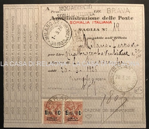 Somalia colonie vaglia - somalia, postale
