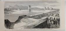 Stampa antica Casale Monferrato Ponte Pò Alessandria Piemonte Xilografia 1859