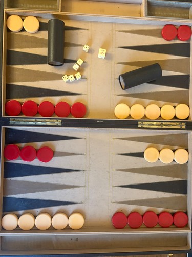 Raro set backgammon pelle - backgammon,